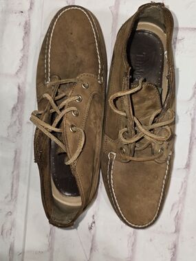 Timberland Men's Tan Suede Lace-Up Boat Shoes